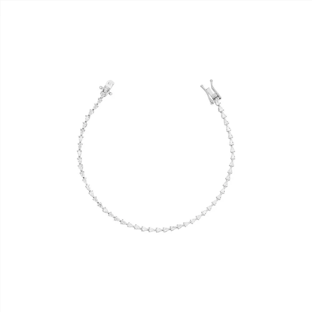 PULSEIRA RIVIERA GOTA 2 MM MINI NA HORINZONTAL RODIO BRANCO \ZIRCONIA BRANCA \LIS \TAM. 21