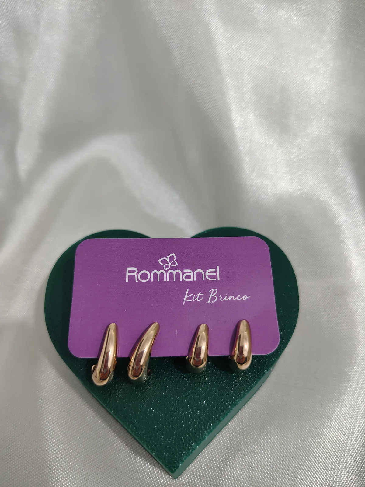 Kit brinco argolas abauladas banhado a ouro Rommanel