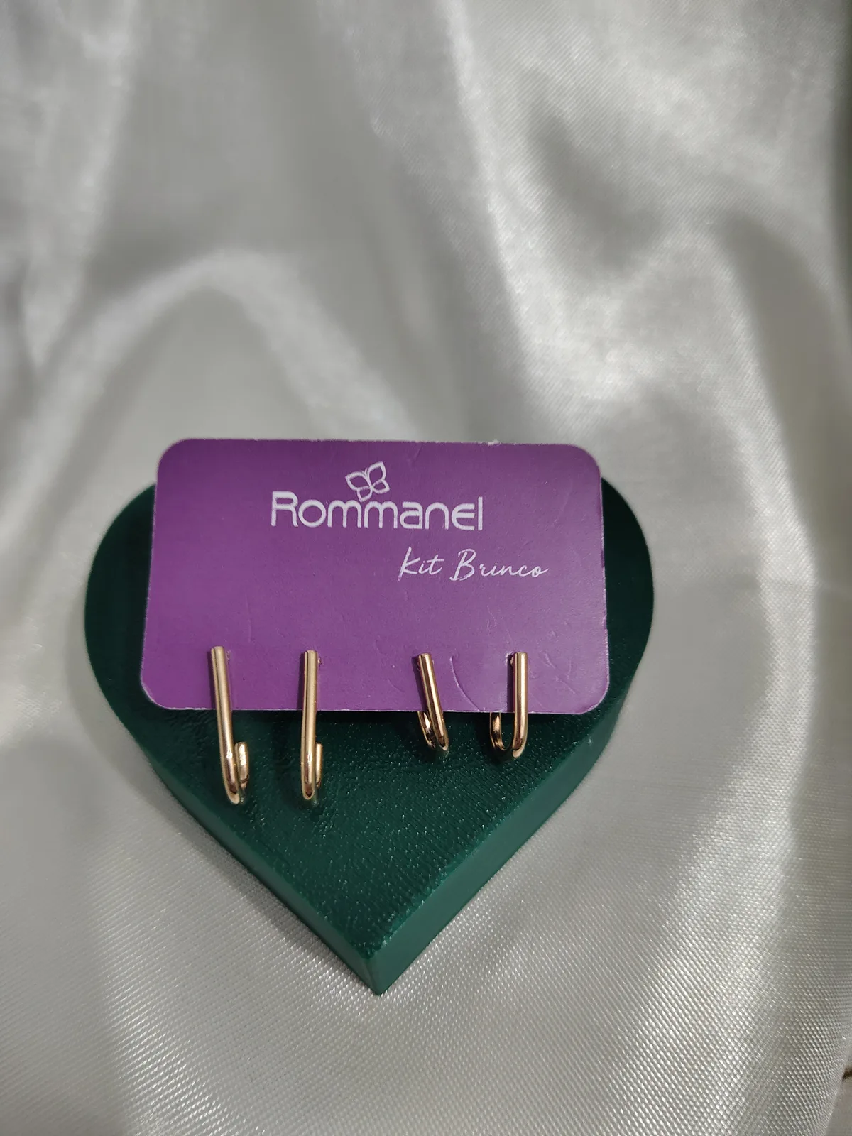 Kit brinco meia argola banhado a ouro Rommanel