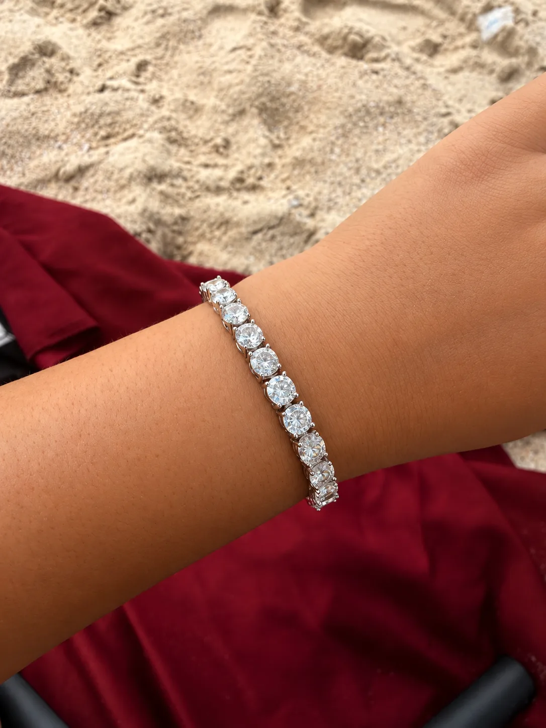 Pulseira Ródio Cushion 6mm Cristal