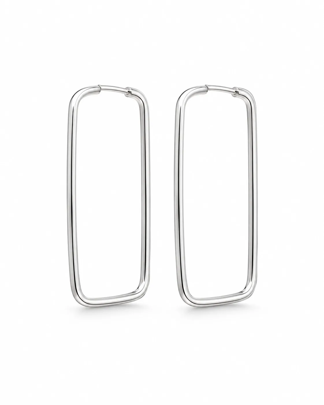 Argola Retangular 4cm Prata