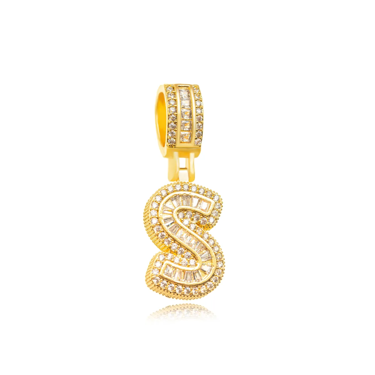 PINGENTE LETRA S CRAVEJADA DOURADO